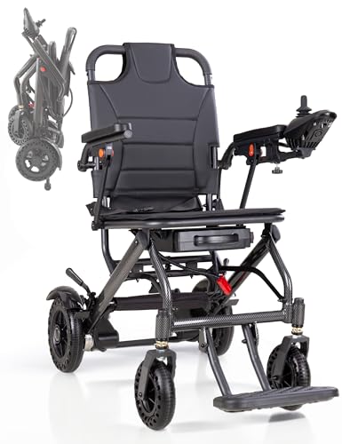 Sedia a rotelle elettrica leggera, pesa solo 13 kg, sedia a rotelle pieghevole per adulti, doppio sistema frenante, pieghevole intelligente, per tutti i terreni, formato da viaggio
