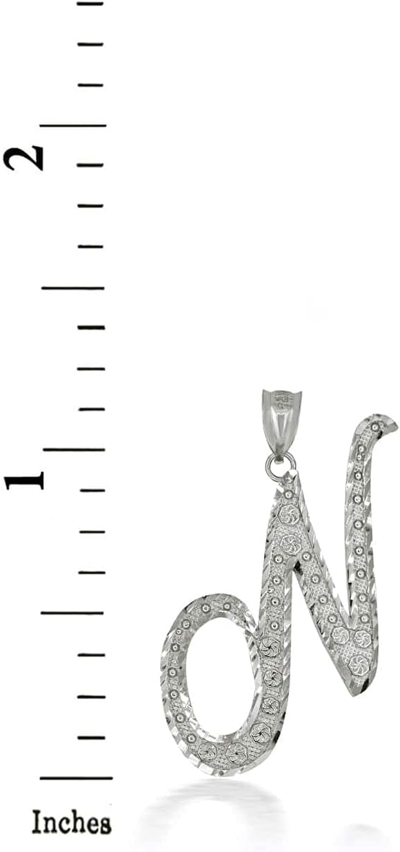 Claddagh Gold Certified Sterling Silver Script Initial Letters A-Z Pendant Charm Necklace - Image 2