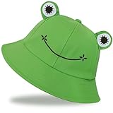 QFE Sun Hats for Women Men Beach Bucket Hat UV Protection Adjustable Summer Packable Cotton Frog Funny Fisfing Travel Ladies Cap Unisex Outdoor Activities Hiking Caps Wide Brim Soft Lightweight Green