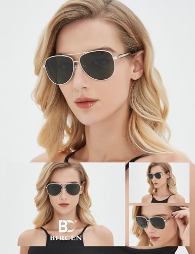 Image of Polarized Aviator Sunglasses Womens: Acetate Glasses UV Protection | Classic Square Style fit Most Face Shape - Pressure-free Frame & Full Anti-Glare Lens Ideal for Classy Laides Travel Vacation