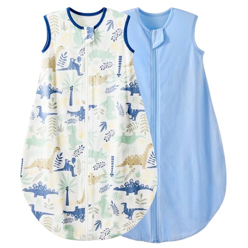 Duomiaomiao 2er Pack Baby Schlafsack 0.5 Tog Ganzjahres Schlafsack Leichter hochwertiger Baumwoll-Mädchen geeignet für Kinder im Alter Von 6 Monaten bis 5 Jahren