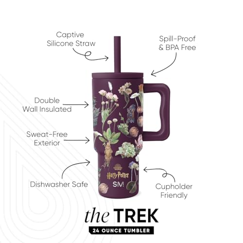 Image of Simple Modern Harry Potter Kids 24 oz Tumbler with Handle and Silicone Straw Lid | Spill Proof and Leak Resistant | Reusable Stainless Steel Bottle | Gift Kids Boys Girls | Trek Collection | Herbology