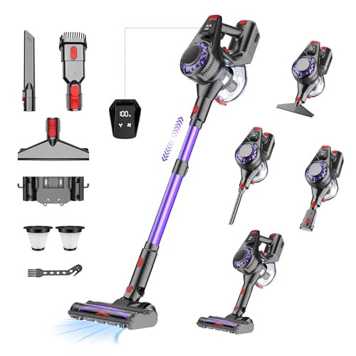 Emphsism Aspiradora Inalámbrica 450W 40KPa, Escoba Autoportante con Luz LED Verde, 50 Min Autonomía, 2 Velocidades, Filtro HEPA 99,99%, Cepillo Anti-enredos para Suelos, Alfombras y Pelo de Mascotas Emphsism Aspiradora Inalámbrica 450W 40KPa, Escoba Autoportante con Luz LED Verde, 50 Min Autonomía, 2 Velocidades, Filtro HEPA 99,99%, Cepillo Anti-enredos para Suelos, Alfombras y Pelo de Mascotas