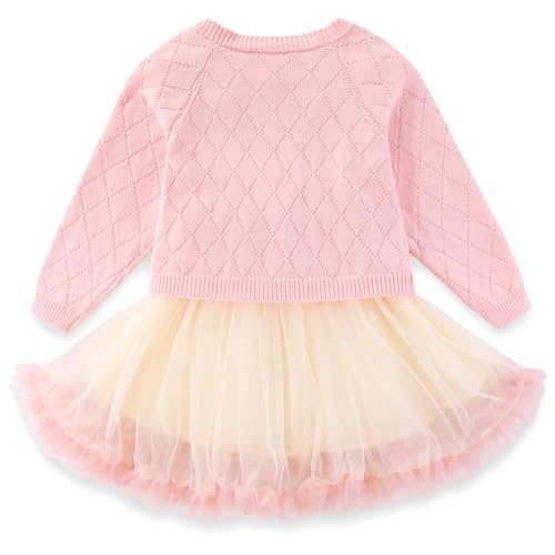 Image of Peacolate 2-6T Spring Autumn Little Girls 2pcs Clothing Set Dress and Knit Cardigan