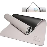 【TPE素材の極上ヨガマット】ヨガバック ヨガマット 厚め TPE素材×8mm キャリーストラップ付 Panus(パナス) トレーニングマット ストレッチマット ピラティスマット パールグレイ