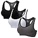 Produktbild CARETOO Sport BHs für Frauen Racerback Medium High Impact Sport Fitness Yoga 3 Packs (Schwarz+Grau+Weiß, S Fit 65B 65C 65D 70BC70D 75BC)