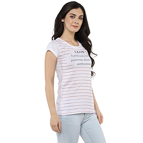 Image of Modeve Women Printed Cotton Blend Half Sleeve Round Neck T-Shirt for Summer