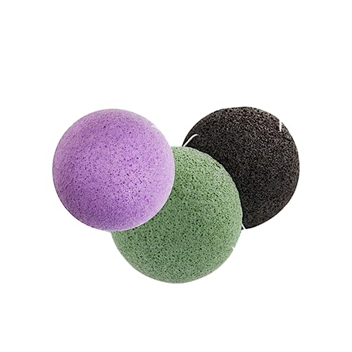 Gogogmee 3 piezas Esponjas de Limpieza Facial Naturales de Esponjas Exfoliantes y Biodegradables Negro Verde para Cuidado y Limpieza Suave