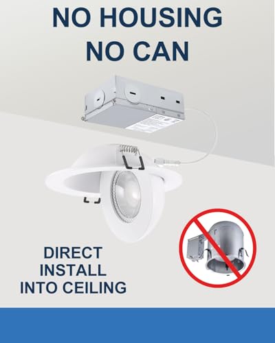 Image of POPANU Recessed Lighting 4 inch Gimbal 9W 5CCT Swivel Ceiling Eyeball Spotlight 4inch Dimmable Recessed Lights, Soffit Indoor Directional Lighting, 90 Tilt and 360 Rotation White 2 Pack