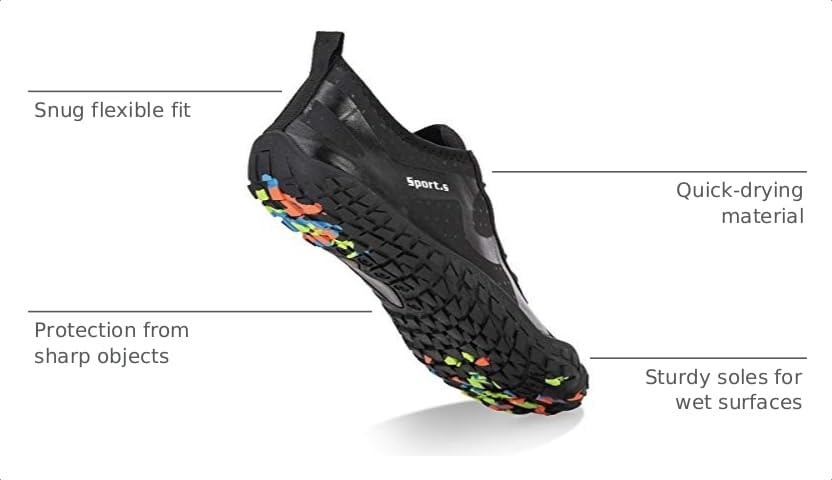 Image of Water Shoes for Men Barefoot Quick-Dry Aqua Sock Outdoor Athletic Sport Shoes for Kayaking, Boating, Hiking, Surfing, Walking
