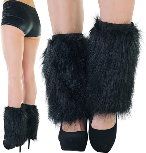 Image of ToBeInStyle Women's Faux Vibrant Fur Retro Daring 60' Inspired Ravewear Knee High Leg Warmers