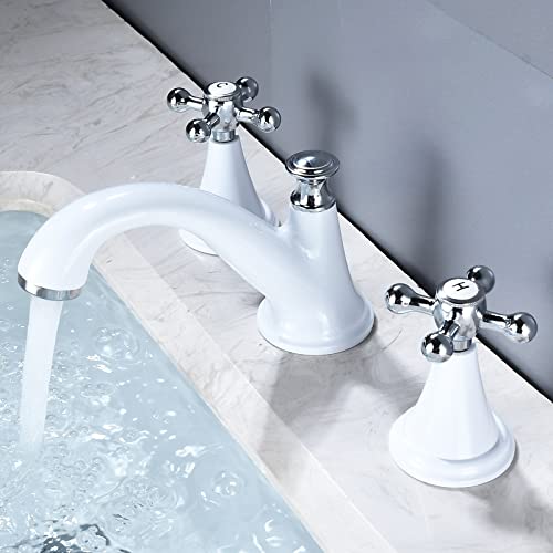 Robinet de lavabo en laiton massif style rétro chic à double poignées croisées - 2