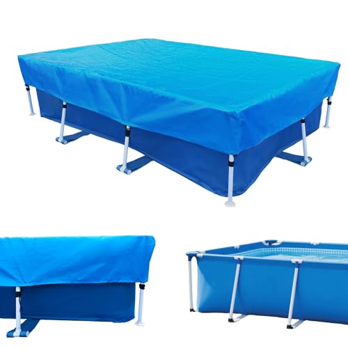 Bâche de Piscine Rectangulaire 260 x 160 cm pour Piscines Hors-Sol Bleu 5 Couches Anti-déchirure Polyéthylène Imperméable pour Été et Hiver Facile à...