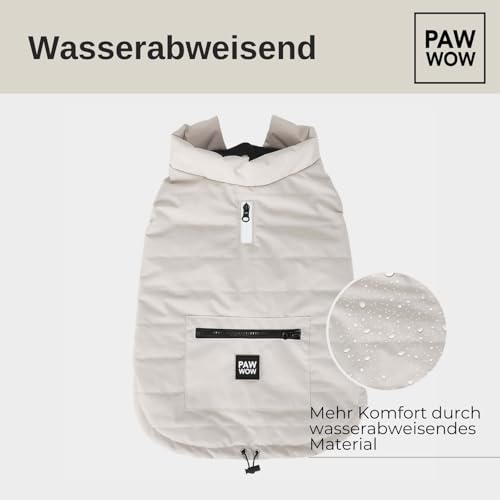 PAW WOW Toni Hundejacke | Winter Hundemantel mit Bauchschutz | Hundeweste für große & kleine Hunde (Beige, XXL)
