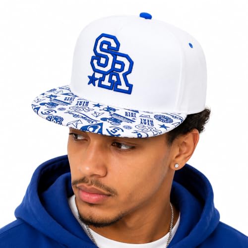 Image of VRITRAZ Comfortable Polyester 3D Printed Hip Hop Cap for Men & Women | Adjustable Snapback Closure Flat Brim Baseball Hat | Lightweight Urban Streetwear Headwear for Dance, Skateboarding, Gym, Sports