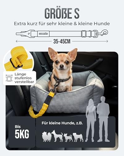 ZAUBERPFOTE Hundegurt 'Argo‘ fürs Auto – Verstellbarer Sicherheitsgurt mit Rückdämpfung & ISOFIX Anschluss – Anschnallgurt für alle Hunderassen (Gelb, Gr. S)