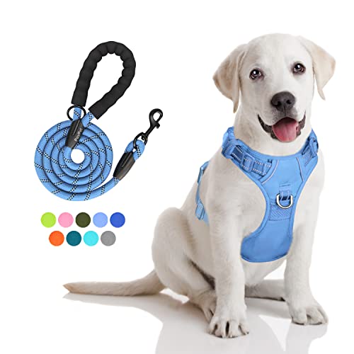 PoyPet No Pull Dog Harness and 5 Feet Leash Set, Release on Neck ...