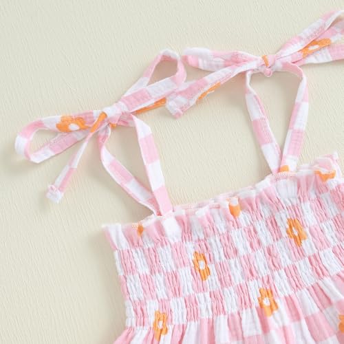 Image of Thorn Tree Toddler Girl Clothes Plaid Printed Sleeveless Pleated Camisole Linen Pants Set Baby Summer Outfits