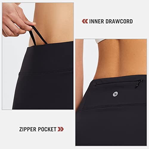 Baleaf Women's Golf Skirts High Waisted Tennis Skorts With Slit Athletic Running Skirt With Shorts And Zip Pockets Black L #TOP2