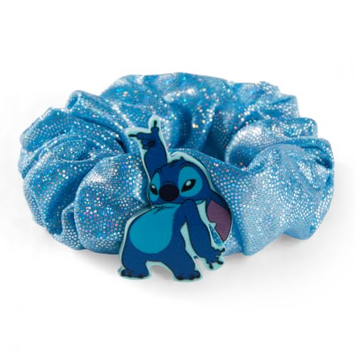 Image of Disney Stitch and Angel Hair Scrunchies, Shimmering Glitter Satin Hair Ties, 3PCS Cute Character Ponytail Holders Gift Set for Toddlers Girls