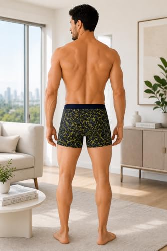Image of BONO Men's Printed Trunks Regular Fit Cotton Blend Anti-Bacterial Microfibre Comfortable Waistband Underwear