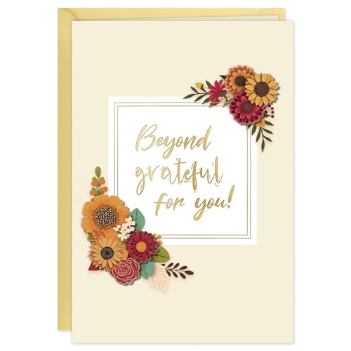 Image of FLYAB Thanksgiving Card - 3D Flower Gold Foil Beyond Grateful Gift