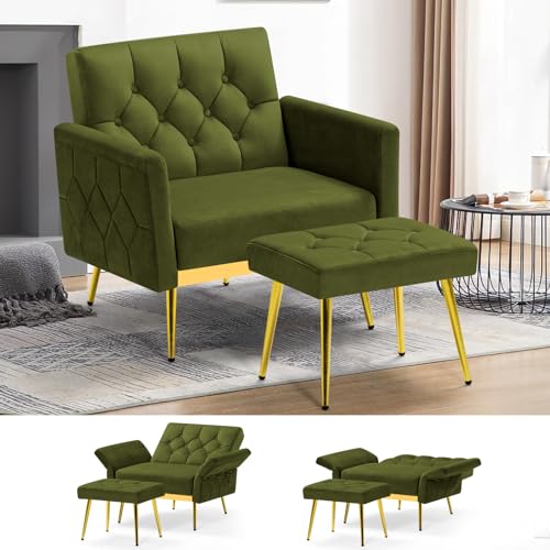 Sillón Plegable Terciopelo Verde Oliva miniatura 1
