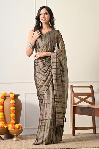 Image of MIRCHI FASHION Saree for Woman Chiffon Shibori Printed | Lightweight Regular Use and Professional Office Sari with Blouse Piece