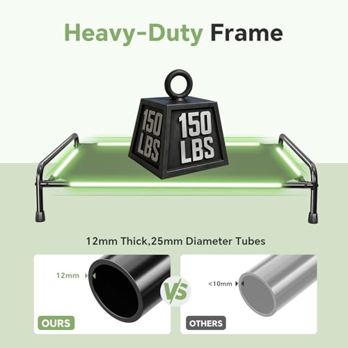 Ekisemio Dog Beds Large Sized Dog, Elevated Dogs Bed for Large Dogs, Portable Cooling Pet Cot with Breathable & Waterproof Mesh, Indoor & Outdoor Raised Pet Hammock Bed, Black