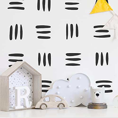Black Lines Vinyl Wall Decal By Vieliarte. 48 Sets Of Three Stripes Each. Room Decor Adhesive Decals. Original Artist Design Hand Drawn Line Stickers For Nursery, Baby, Kids, Adults. Modern Nordic Office Bedroom Decoration. (Black) #TOP1