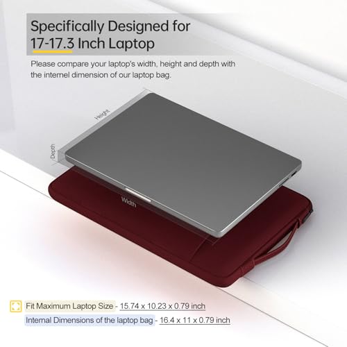 Image of Laptop Sleeve 17 17.3 Inch for HP Pavilion 17 / Envy 17 / Dell Inspiron XPS /Lenovo IdeaPad ThinkPad /LG Gram /MSI /ASUS ACR Notebook /Razer Blade Pro 17 Computer Bag, Wine Red