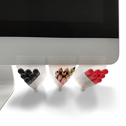 Minsa Creative Diy Screen Pen Pencil Holders Desktop Accessories Bags Desk Organizers Containers Storage Bags-3Pack (White Triangle) #TOP1