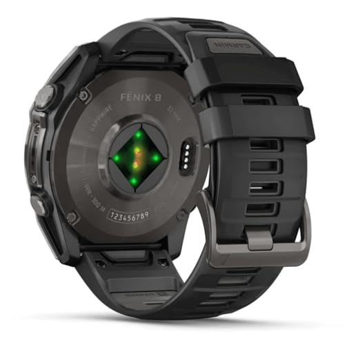Garmin Amoled Smartwatch Fenix 8-51 MM | Premium Sportuhr mit integrierter LED-Taschenlampe, Lautsprecher und Mikrofon | Bis zu 29 Tage Akkulaufzeit im Smartwatch-Modus