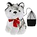 JIAHGUK Puppy Dog Toy Baby Huskie peluche Kid Animal Plush Toy Toddler Doggie Stuffed Toys Girl Boy Poodle cute Doll con fiocco bambini compleanno auto fumetto decorazione con sacca