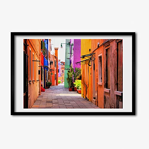 Cadre de peinture moderne 60x40 cm Tulup pour illuminer votre salon avec des rues colorées