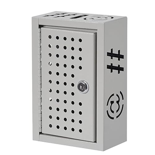 MAXXBUILD Multipurpose Steel Lock Box - Keyed Security Storage Cabinet for Phones, Wallets, & Valuables - Wall Mountable Compact Safe for Classroom, Office, & Home (Graywhite)
