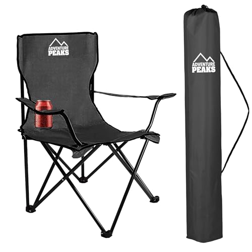 ADVENTURE PEAKS Camping Chair - Lightweight Collapsible Camping Chairs With Mesh Cup Holder & Anti Skid Pads - Heavy Duty Foldable Chair for the Beach, Lawn, Camp, Fishing Trip and Garden