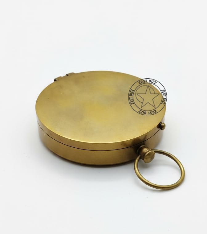 Brújula redonda antigua de latón de 3 pulgadas tipo reloj de sol para regalo miniatura 4