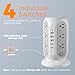TESSAN Tower Power Strip with Individual Switches, Surge Protector with 12 Outlets, 5 USB Ports(2 USB C), Flat Extension Cord 10 Ft, 1250W, Charging Station for Multiple Devices, for Office, Dorm