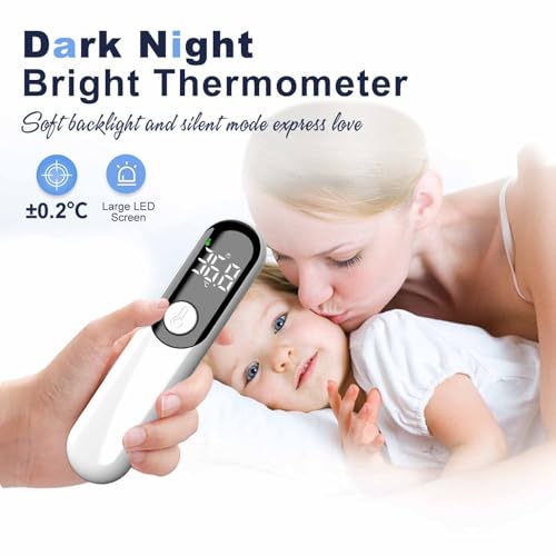 Thermomètre infrarouge numérique pour adultes et enfants avec alarme de fièvre, grand LED Chiffres, haute précision, 1s Thermomètre pour bébé à lecture précise et rapide