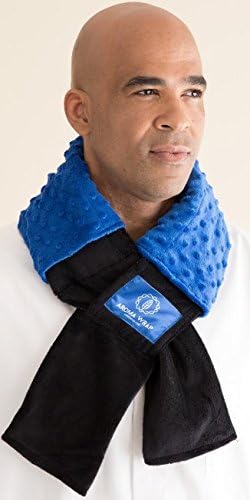 Aroma Wrap Heated or Cooled Therapeutic Neck Wrap with Essential Oils and Removable Sleeve, Luxury Line (Blue/Black)