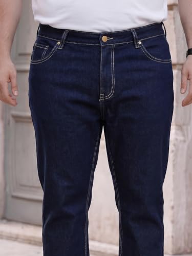Image of Style Quotient Men Plus Size Black Tapered Fit Mid Rise Stretchable Jeans