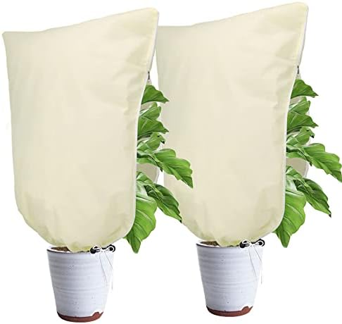 Verdenu 2 Stück Winterschutz für Pflanzen 100x80CM mit Reißverschluss | 90g/㎡ Dicker Pflanzen Winterschutz Tasche mit Kordelzug, Frostschutz für Kübelpflanzen bei kaltem Wetter