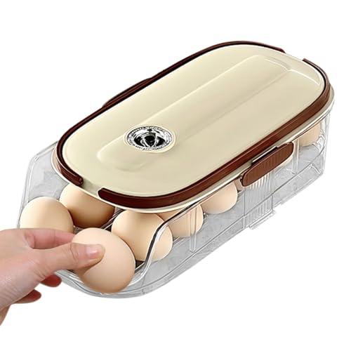 Organizador de huevos en rollo para refrigerador, organizador automático multiusos de almacenamiento de huevos rodantes, práctico y ahorra espacio, almacenamiento rodante de cocina