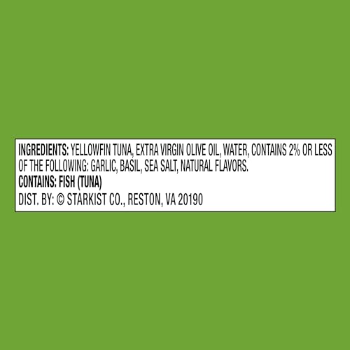 Image of StarKist E.V.O.O. Solid Yellowfin Tuna, Basil Pesto, 4.5oz Can, 1-Pack | 28g of Protein Per Serving, Features Extra Virgin Olive Oil, Wild Caught Tuna, Gluten Free, Soy Free, Omega 3s