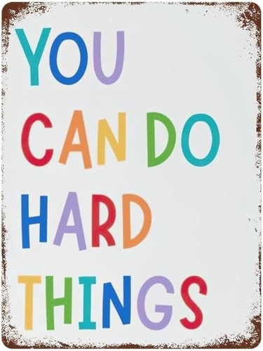 CJJNXYZMD Classic Vintage Self Belief Metal Sign You Can Do Hard Things Tin Wall Decor for Home Office Gym Classroom Personal Gr