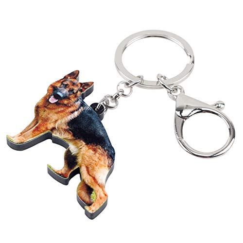 WEVENI Acrylic Cute German Shepherd Dog Keychain Charms Keyring Novelty Jewelry For Women Girls3