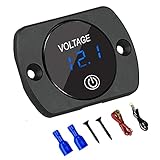 ⏲ Medidor compatible perfecto: El voltímetro de panel digital azul es compatible con 12V 24V coche de moto, barco, ATV, UTV, caravana, RV, caravanas, SUV, todoterreno, remolque de viaje, barco, camión, etc. Voltímetro digital para coche con rango de medición: 8V - 26V.