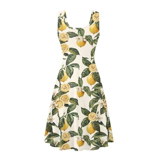 Image of Women's Casual Loose Sundress Midi Sleeveless Crewneck Dress Summer Beach Tank Dress with Pockets