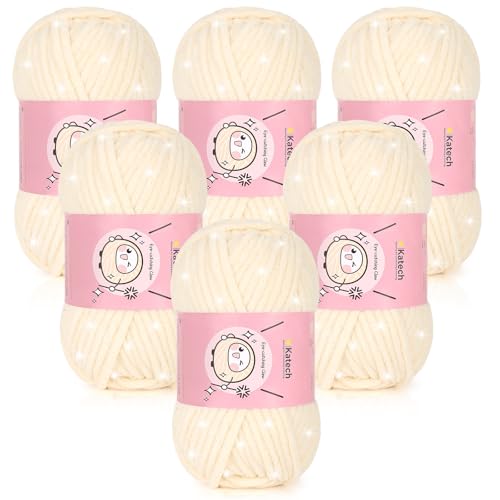 Image of Katech Sparkle Chenille Yarn for Crocheting-6 * 50g /1.76oz-6 Super Bulky